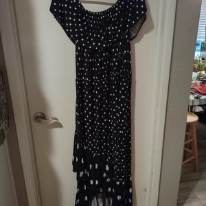 Ruffle top and bottom high low dress.